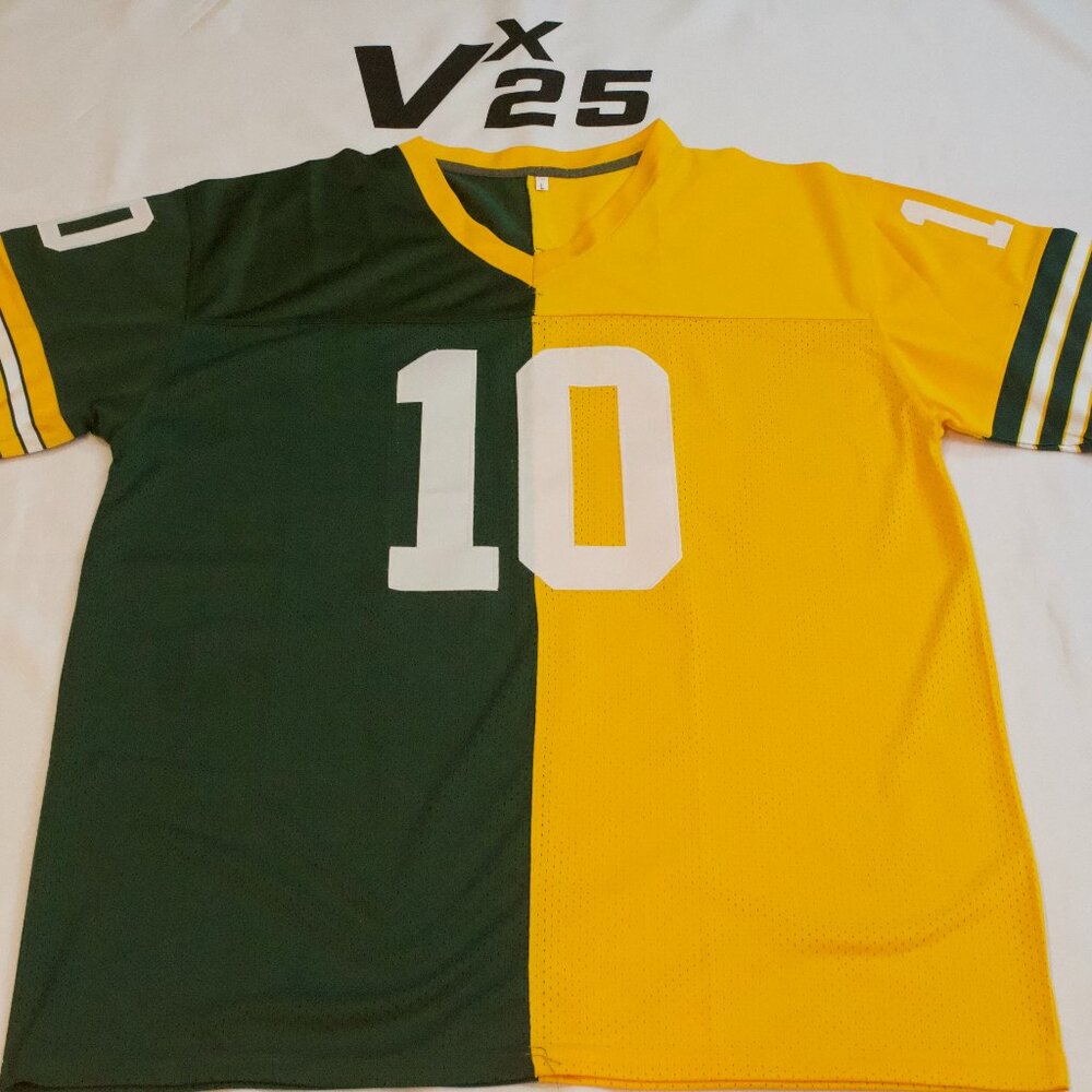 NEW Men's Jordan Love Green Bay Packers Split Green and Yellow Jersey Sz Lg